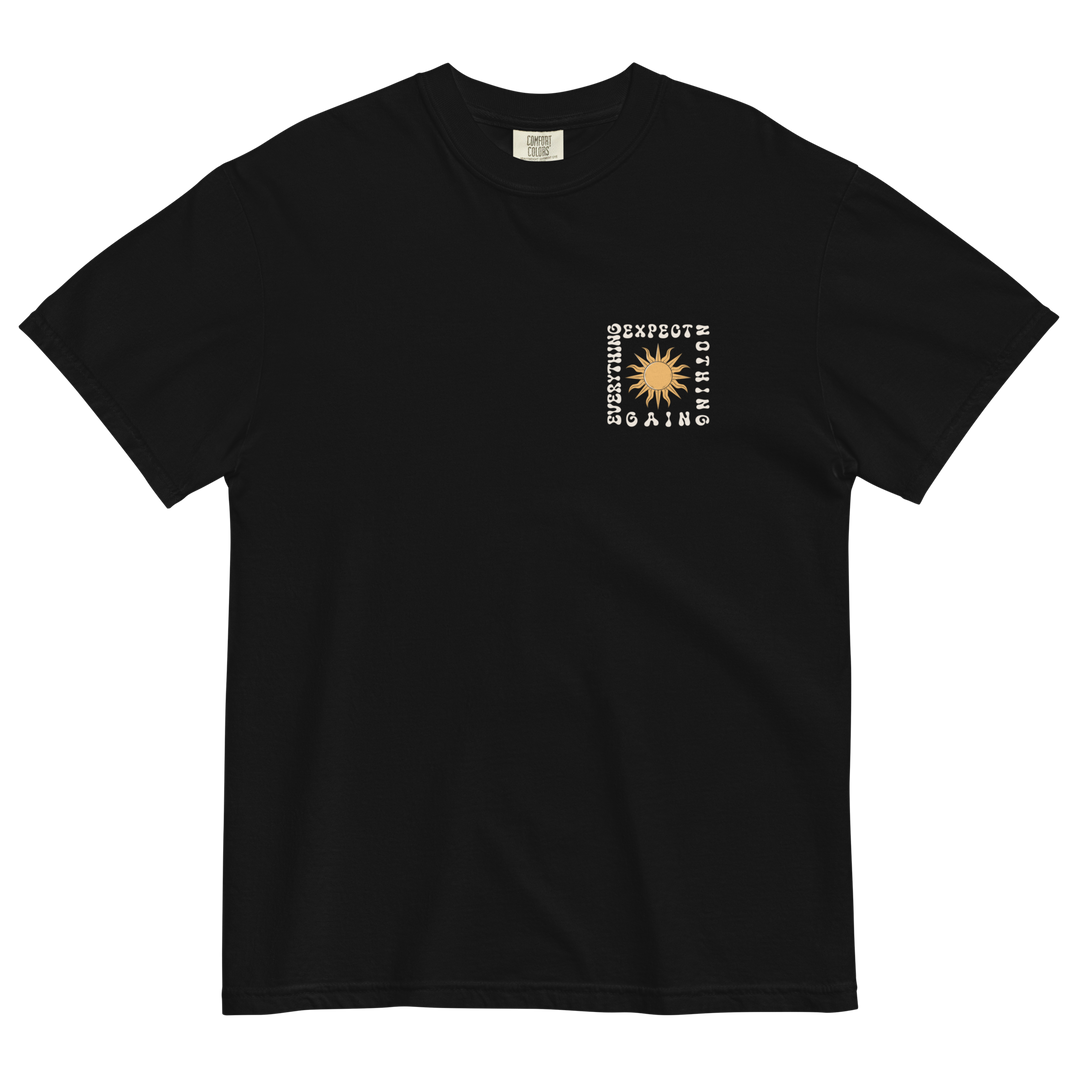 Soft and Durable Comfort Colors short sleeve t-shirt featuring the phrase 'Expect Nothing - Gain Everything,' part of the No Expectations brand collection Black