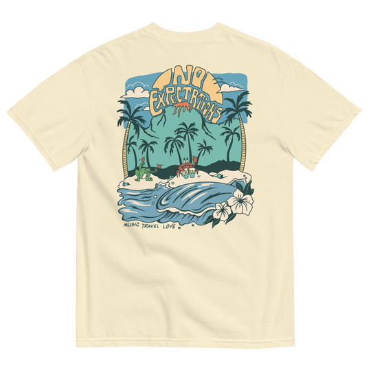 Soft and Durable Comfort Colors short sleeve t-shirt featuring the Island Beats Design part of the No Expectations brand collection Ivory