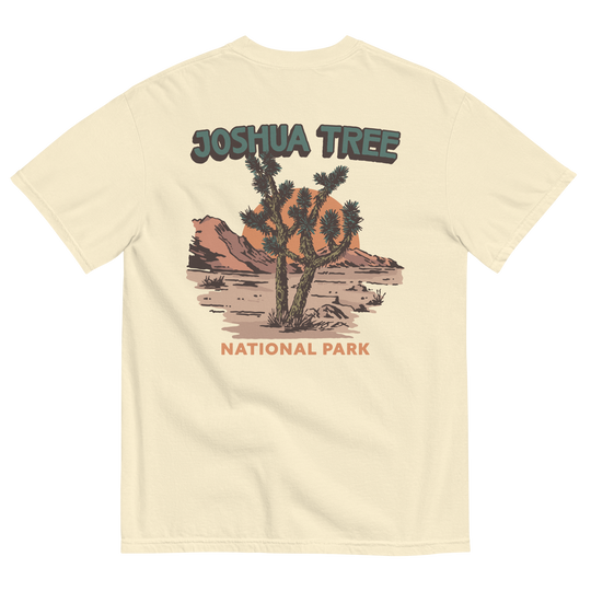 Comfort Colors short sleeve t-shirt featuring a Joshua Tree National Park-inspired design, part of the No Expectations brand collection Ivory