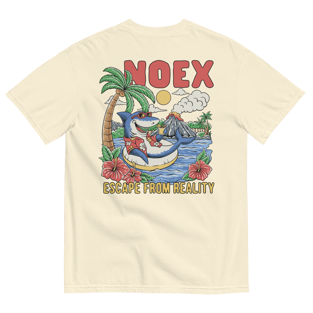 Soft and Durable Comfort Colors short sleeve t-shirt featuring a 'Tropical Retreat' design part of the No Expectations brand collection Ivory