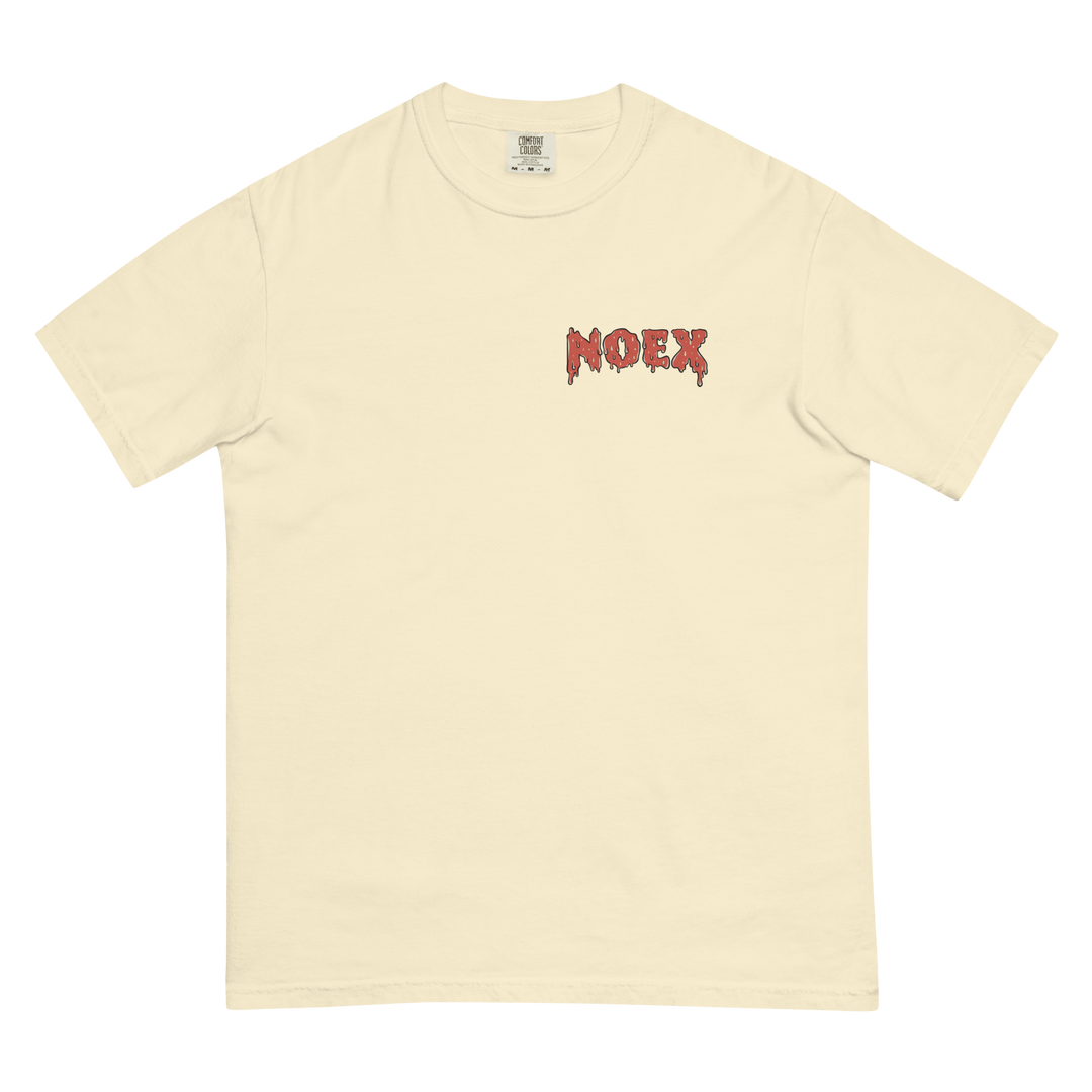 Soft and Durable Comfort Colors short sleeve t-shirt featuring a skeleton surfing with an American flag, part of the No Expectations brand collection Ivory