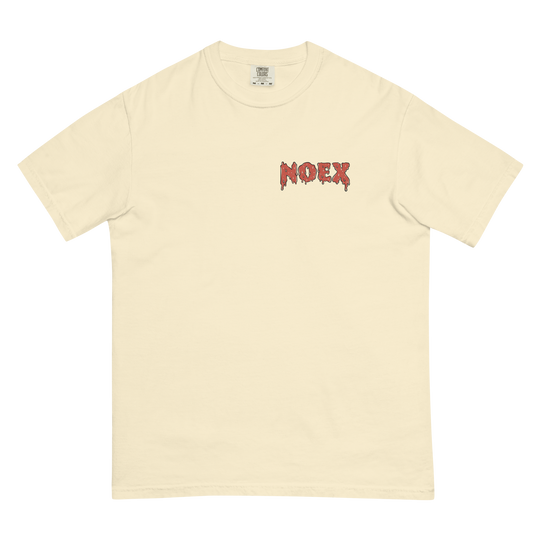 Soft and Durable Comfort Colors short sleeve t-shirt featuring a skeleton surfing with an American flag, part of the No Expectations brand collection Ivory