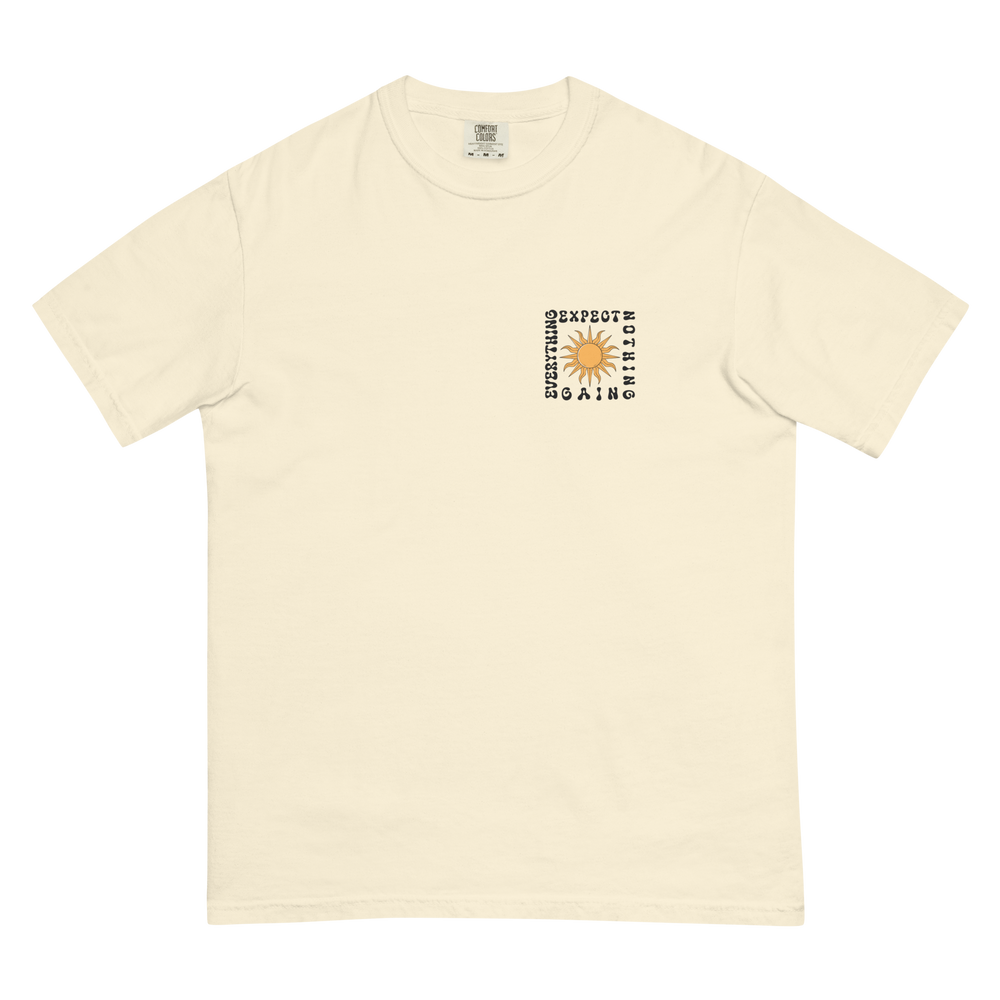 Soft and Durable Comfort Colors short sleeve t-shirt featuring the phrase 'Expect Nothing - Gain Everything,' part of the No Expectations brand collection IVory