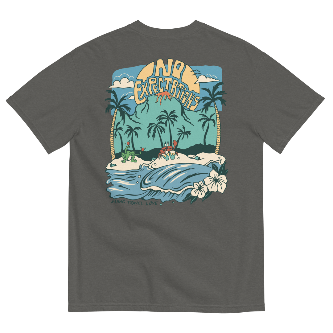 Soft and Durable Comfort Colors short sleeve t-shirt featuring the Island Beats Design part of the No Expectations brand collection Pepper