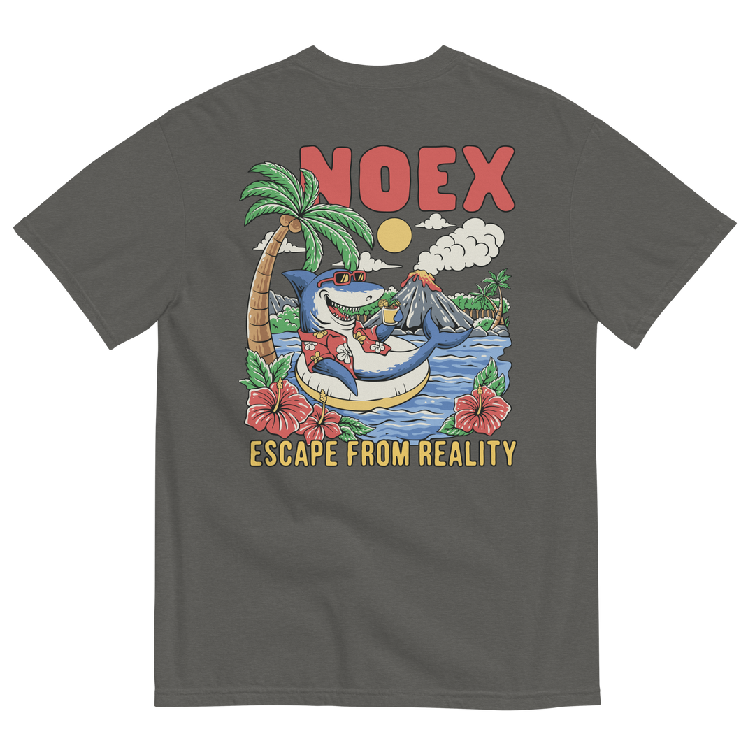 Soft and Durable Comfort Colors short sleeve t-shirt featuring a 'Tropical Retreat' design part of the No Expectations brand collection  Pepper