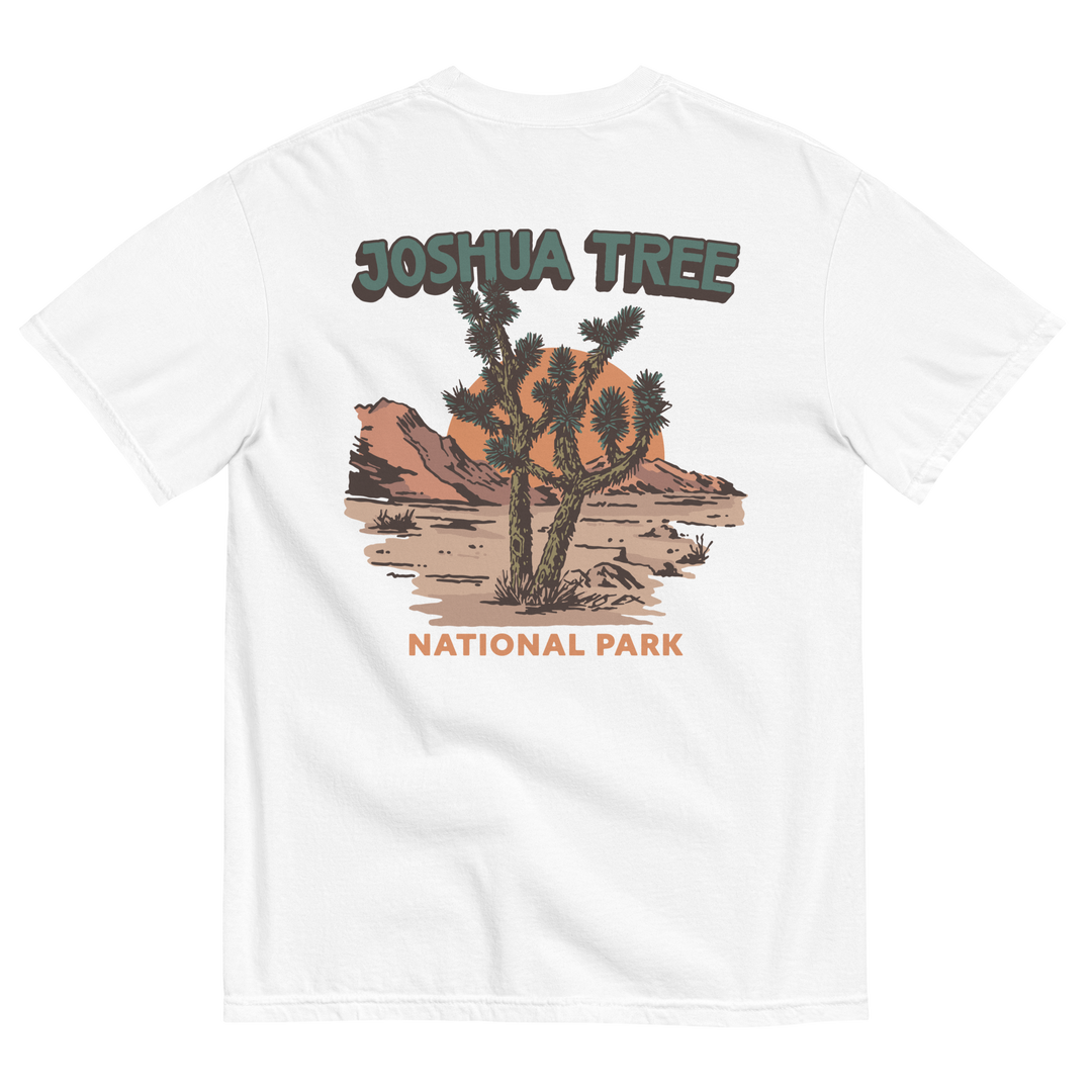 Comfort Colors short sleeve t-shirt featuring a Joshua Tree National Park-inspired design, part of the No Expectations brand collection White