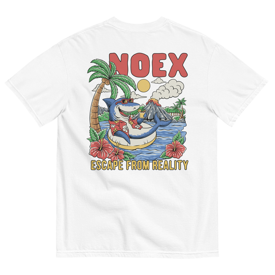 Soft and Durable Comfort Colors short sleeve t-shirt featuring a 'Tropical Retreat' design part of the No Expectations brand collection White