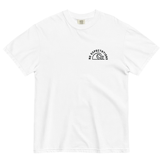 Soft and Durable Comfort Colors short sleeve t-shirt featuring the a design based around Big Sur, part of the No Expectations brand collection white